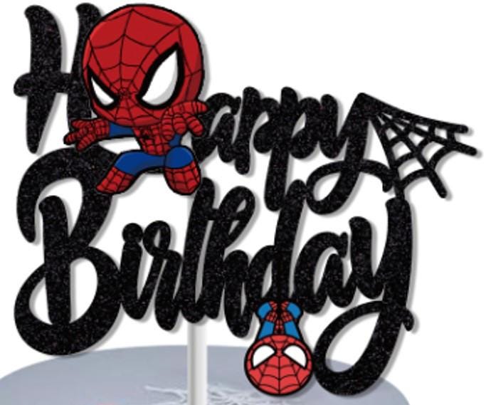 Custom Spidey Superhero Happy Birthday Cake Topper - Little Web-Slinger Superhero inspired cake topper