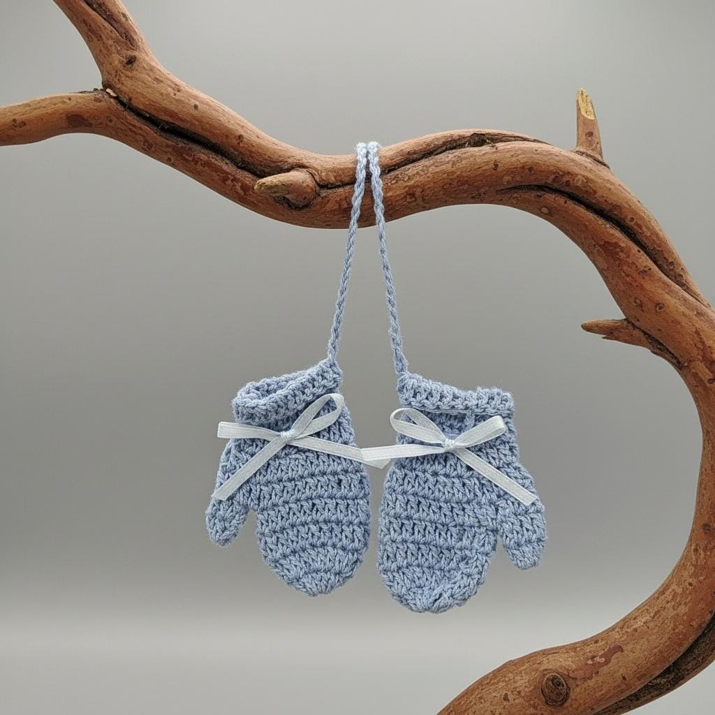 Mini Crochet Baby Mittens Favor - Baby Boy Shower Keepsake - Set of 5 Pairs - Hand-Stitched Mitten Party Favor