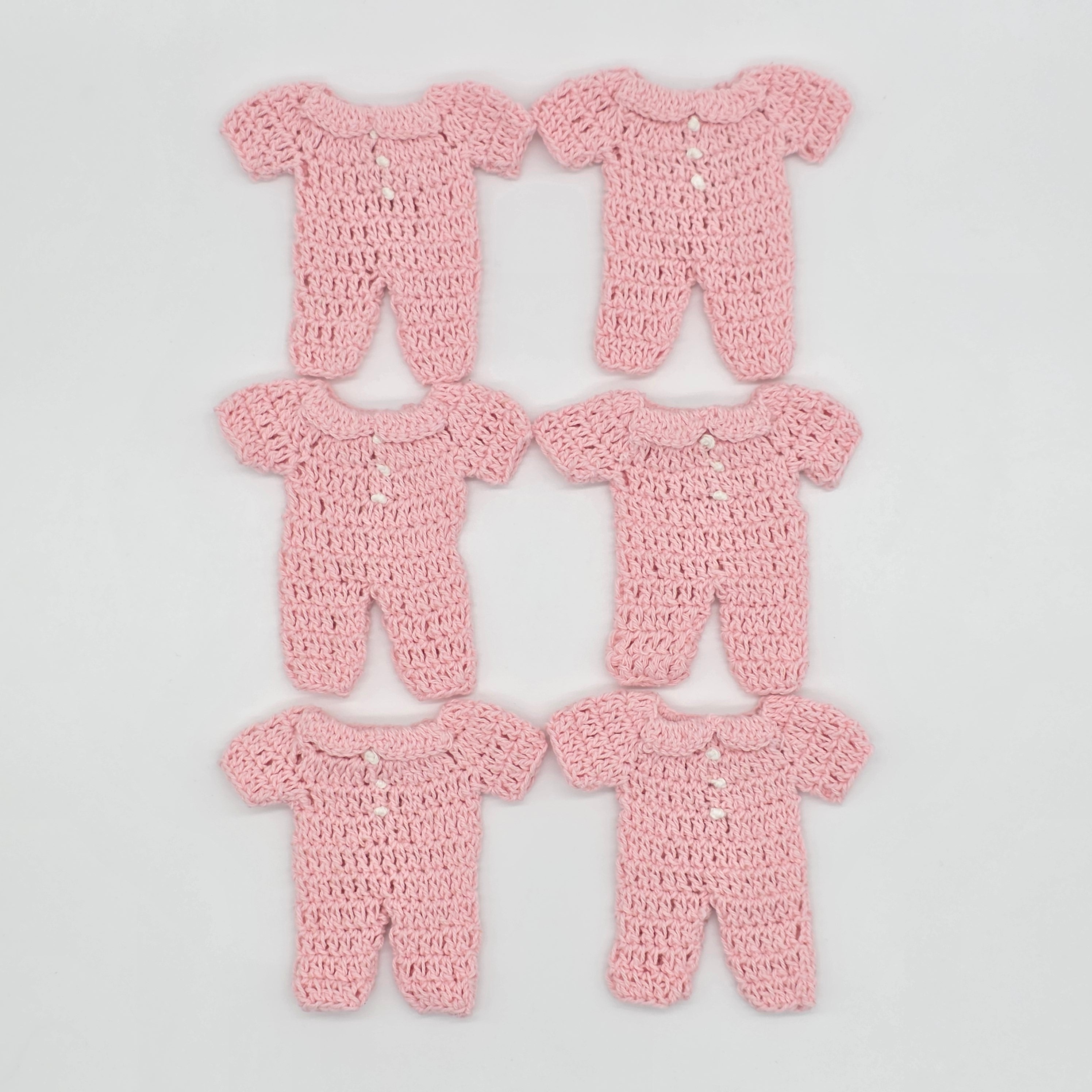 Pink Crochet Baby Onesie Party Favors - Set of 6 Mini Onesie Party Gifts - Handmade Baby Shower Favors & Decor
