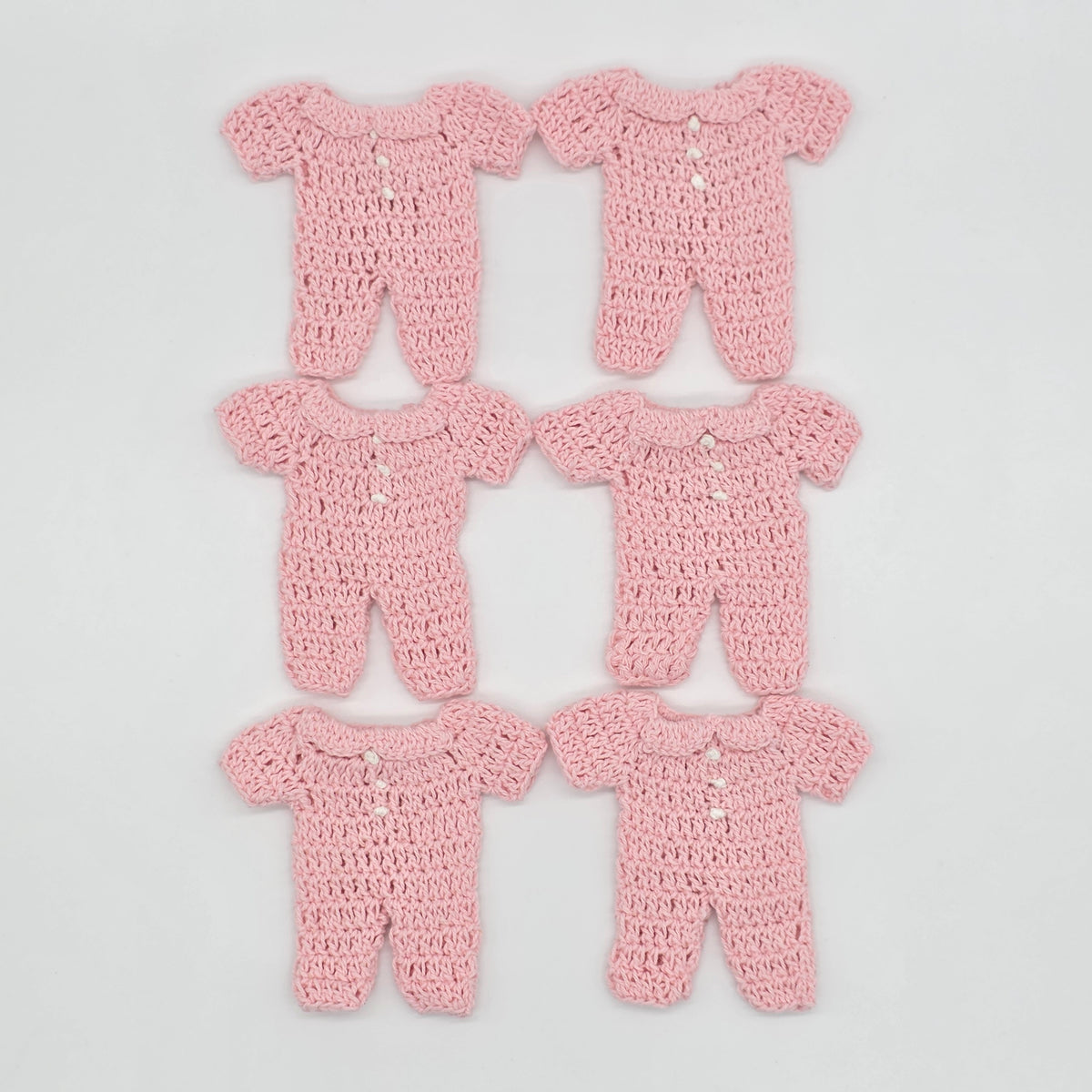 Pink Crochet Baby Onesie Party Favors - Set of 6 Mini Onesie Party Gifts - Handmade Baby Shower Favors & Decor