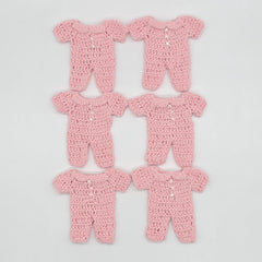 Pink Crochet Baby Onesie Party Favors - Set of 6 Mini Onesie Party Gifts - Handmade Baby Shower Favors & Decor