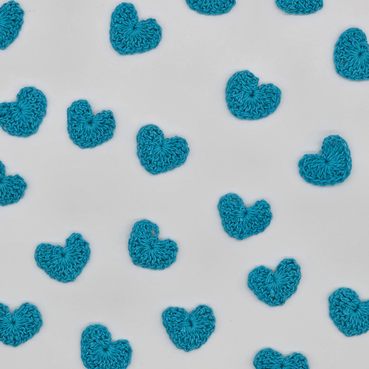 Set of 12 Tiny Turquoise Crochet Hearts - 1inch Mini Hand-Stitched Appliques for Scrapbooking, Crafts & Table Scatter