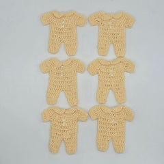 Mini Crochet Yellow Onesies - Perfect Party Favors & Party Gifts for Baby Showers | Handmade Tiny Clothes Set of 6