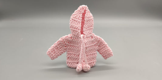 Crochet mini hoodie jacket, baby pink with hoodie, cute favors, baby shower, baby welcome, crochet favors, baby shower favours, Set of 4