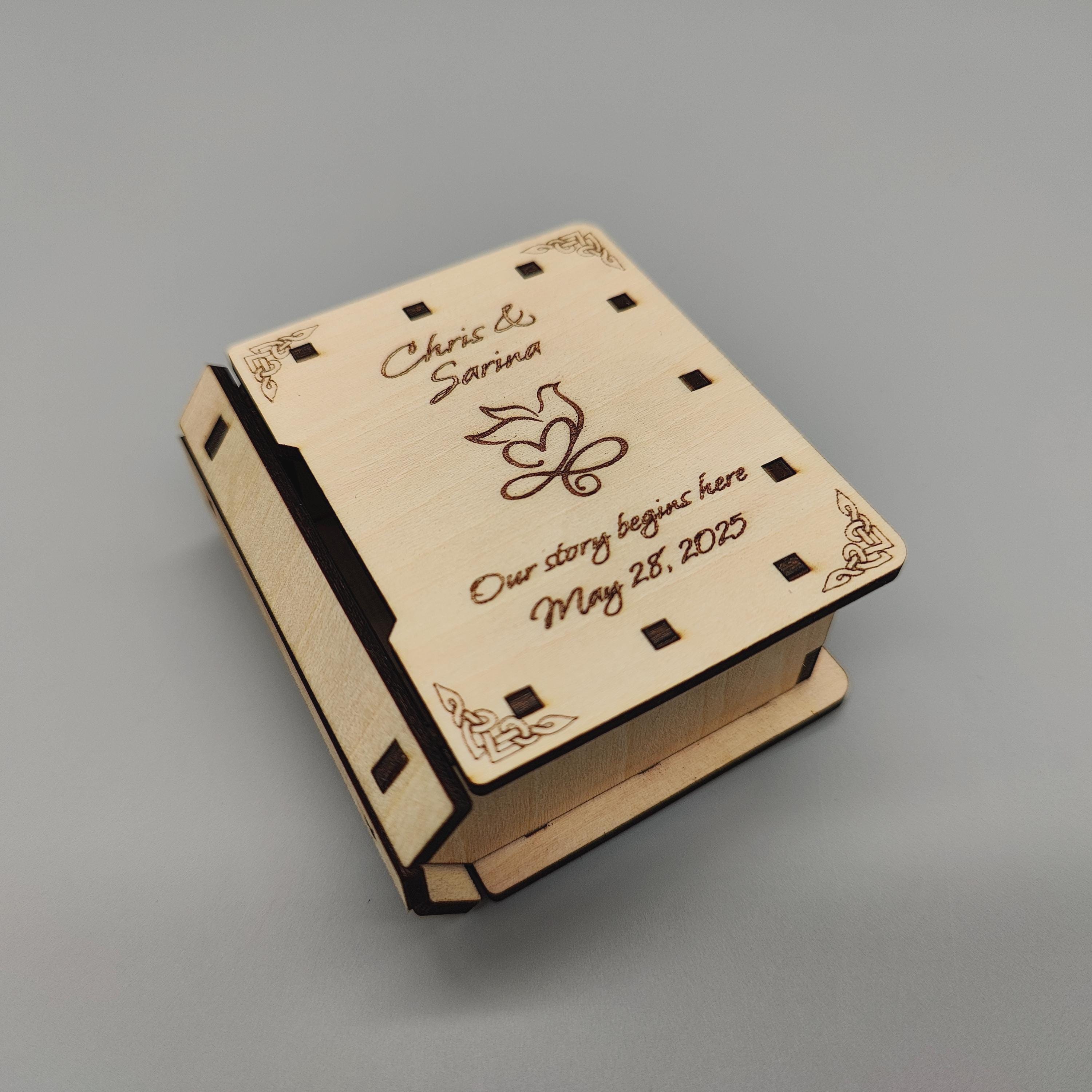 Our Story Begins Here - Custom Wedding Favor Box - Personalized Wooden Keepsake for Guests, Jewelry Box, Chocolate Box