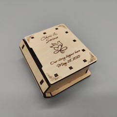 Our Story Begins Here - Custom Wedding Favor Box - Personalized Wooden Keepsake for Guests, Jewelry Box, Chocolate Box