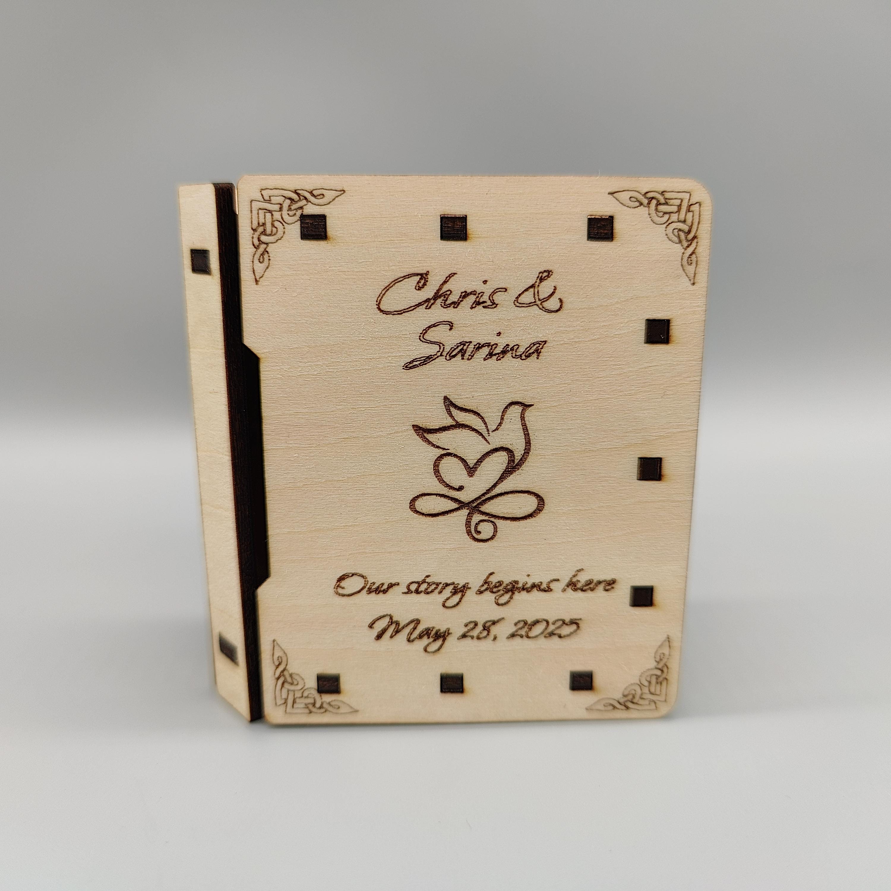 Our Story Begins Here - Custom Wedding Favor Box - Personalized Wooden Keepsake for Guests, Jewelry Box, Chocolate Box