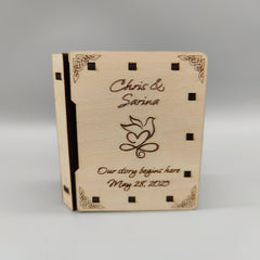 Our Story Begins Here - Custom Wedding Favor Box - Personalized Wooden Keepsake for Guests, Jewelry Box, Chocolate Box