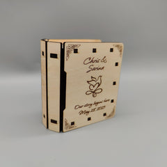 Our Story Begins Here - Custom Wedding Favor Box - Personalized Wooden Keepsake for Guests, Jewelry Box, Chocolate Box