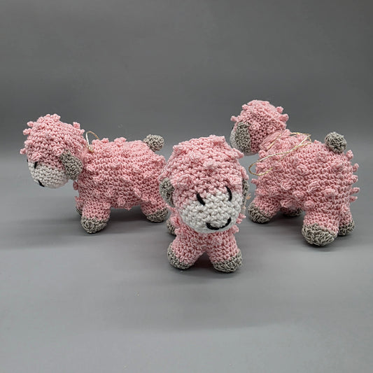 Baby Shower Baby Sheep - Pink Baby Lamb - Cute Baby Favor with drawstring for hanging