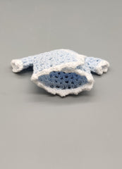 Crochet mini jacket, baby blue with white trim, cute favors, baby shower, baby welcome, crochet favors, baby shower favours, Set of 6