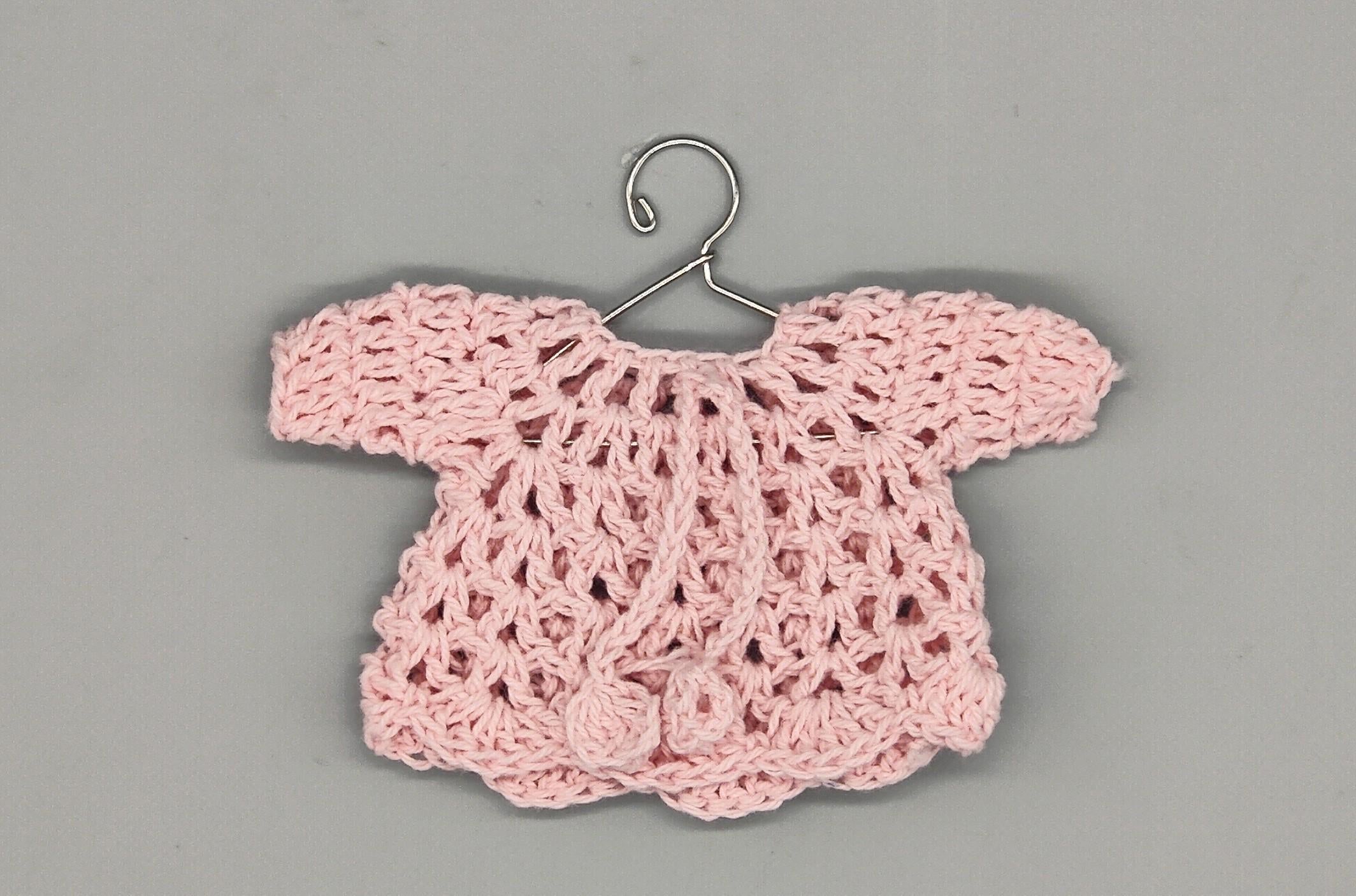 Baby pink knit crochet mini sweater with cute drawstrings, baby shower favors, event favors, crochet favors, newborn favors, Set of 6