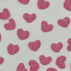 Tiny Pink Crochet Hearts 1" Appliques, Set of 12 Tiny Yarn Hearts for Scrapbooking, Sewing, Crafts & Valentine's Day