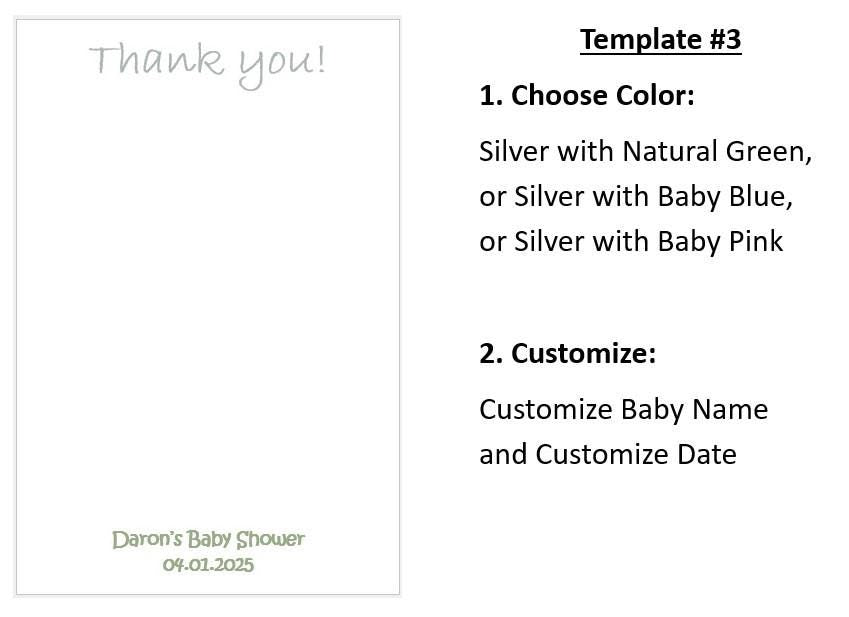 Baby Shower Favor with Custom Name & Date, Crochet Baby Favor with Hanger, Personalized Card w/ Color Choice. Ships Fast and Free! Set of 6