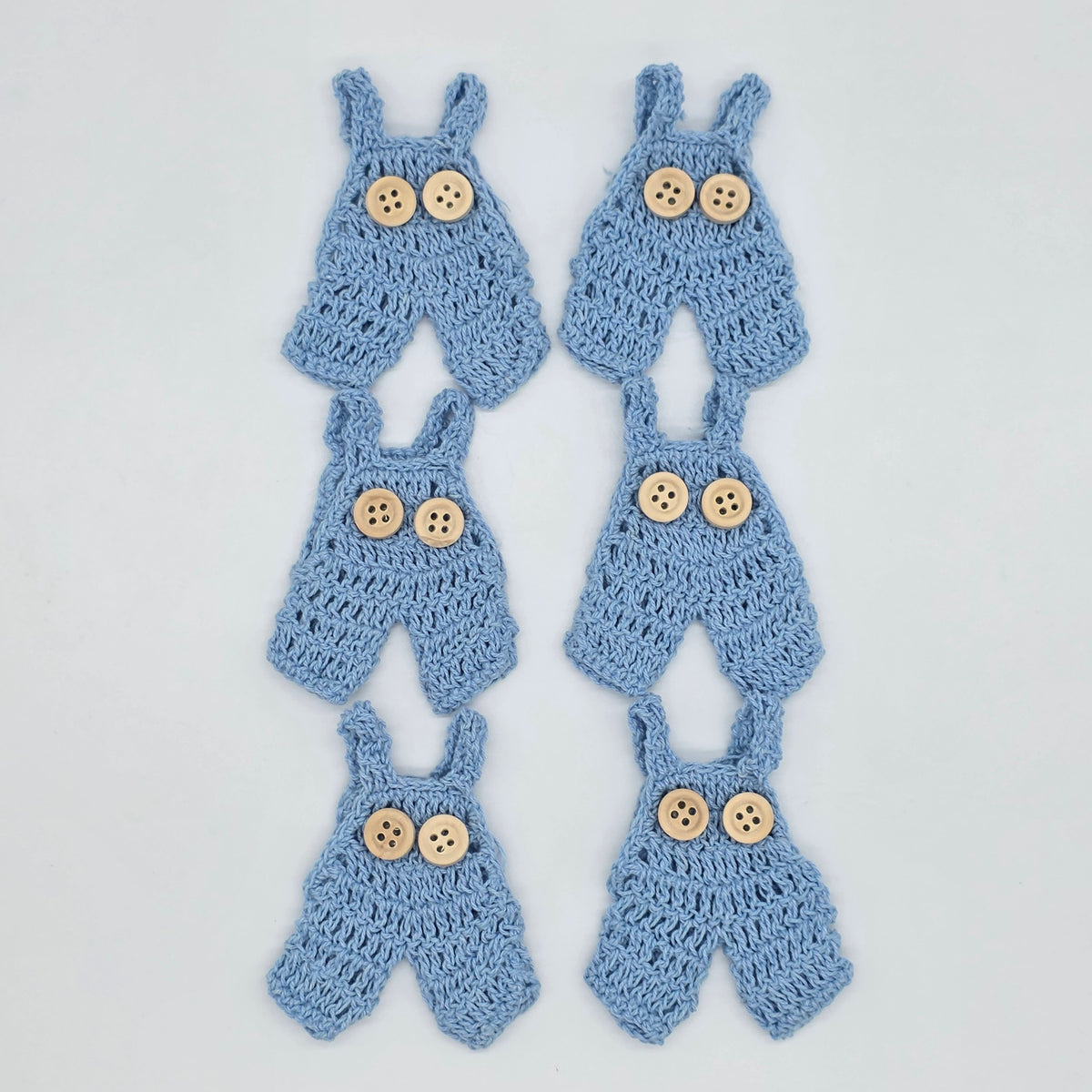 6pc Mini Crochet Blue Overalls Party Gift - Crochet Party Favor for Baby Shower, Gender Reveal & Baptism | Handmade Tiny Decors and Favors