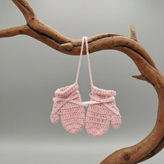 Mini Crochet Baby Pink Mittens Favor - Baby Girl Shower Keepsake - Set of 5 Pairs - Hand-Stitched Mitten Party Favor