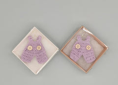 Set of 6 Mini Crochet Lilac Baby Overalls - Baby Shower Favors, Gender Reveal Decor, Birthday Party Gift, Miniature Doll Clothes