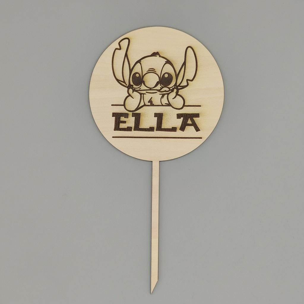 Custom Stitch Cake Topper - Lilo and Stitch - Personalized Name Engraved Birthday Party Decor