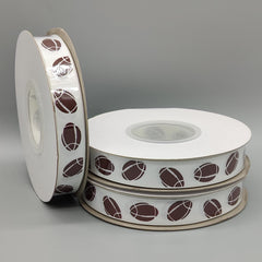 Football Theme Grosgrain Ribbon - 25 Yard Roll - 3/4" Wide Sports Party Decor - Game Day Craft Supply