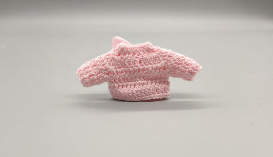 Crochet mini jacket, baby pink with pink accent bow, cute favors, baby shower, baby welcome, crochet favors, Set of 6