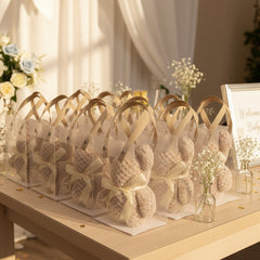 Chic Teddy Bear Towel Favors | Set of 6 Luxury Microfiber Baby Shower Gifts With Frosted Bag - Party Keepsakes