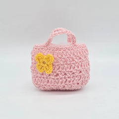 Pink Crochet Mini Purse Party Favors for Baby Shower, Set of 6 Cute Mini Handbags, Gender Reveal Quinceanera Wedding Table Decor Gift Bag