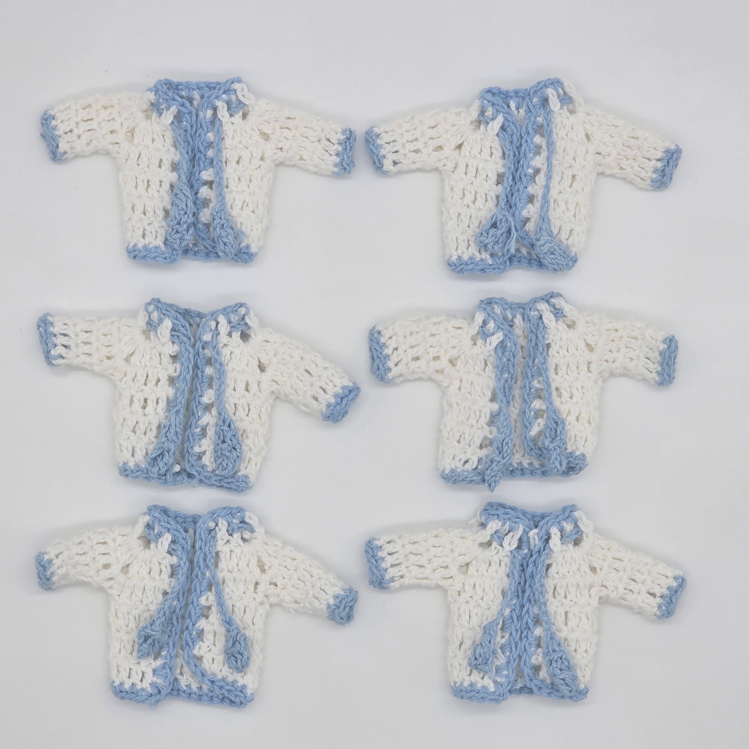 Set of 6 Mini Crochet Baby Jackets - Handcrafted Party Favors & Party Gift for Baby Showers, Baptisms & Birthdays | Custom Rack Options