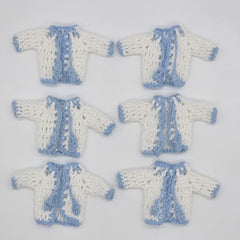 Set of 6 Mini Crochet Baby Jackets - Handcrafted Party Favors & Party Gift for Baby Showers, Baptisms & Birthdays | Custom Rack Options