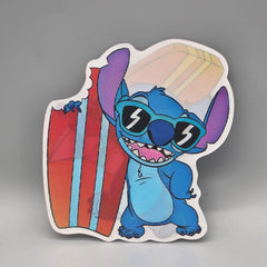 Surfing Stitch Blue Alien Lenticular Sticker - Hawaiian Tropical Decal - 2-in-1 Shifting Image