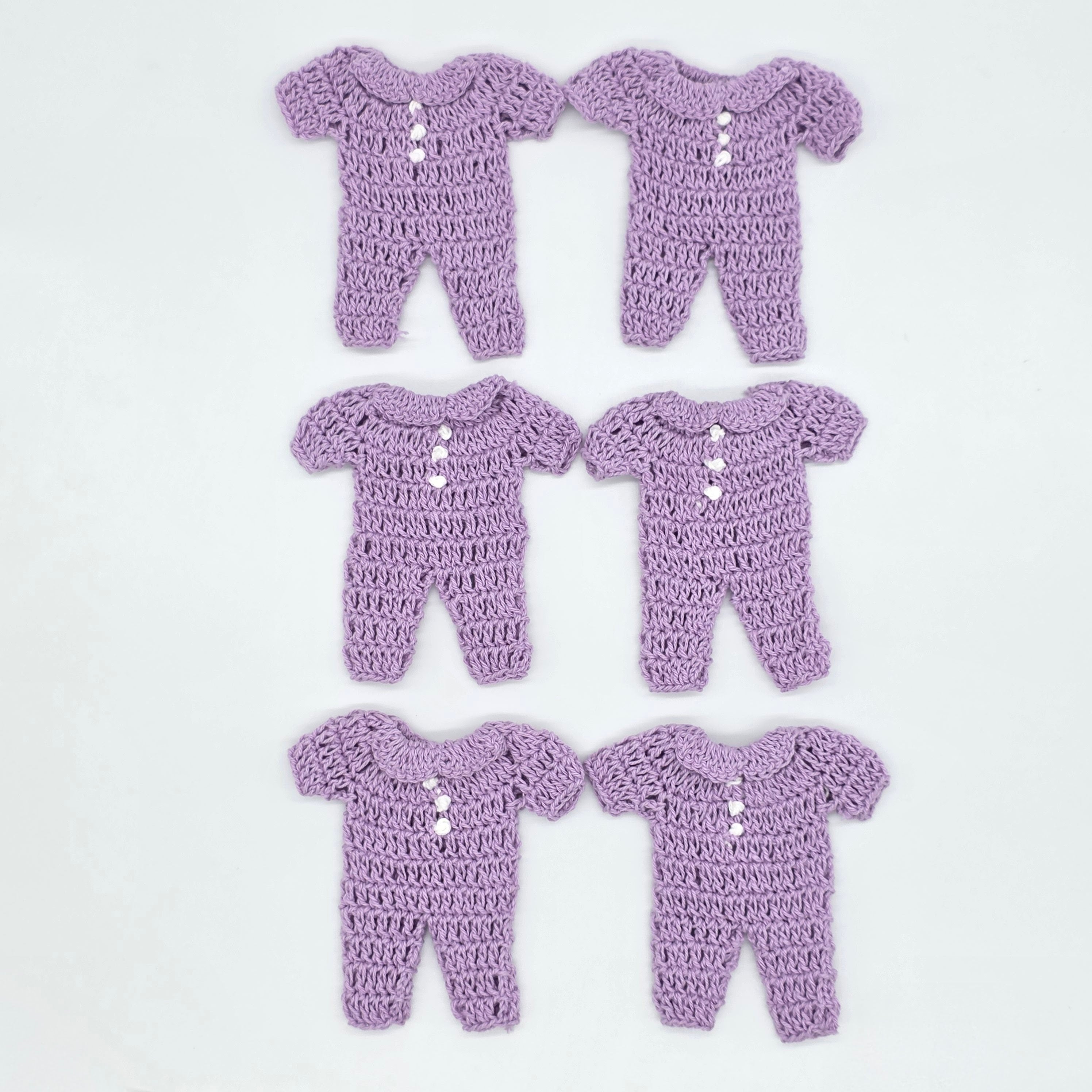Mini Crochet Lilac Onesie Party Favors Set of 6 - Purple Baby Shower Party Gift & Favors