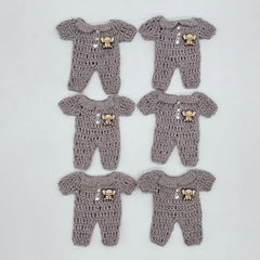 Mini Crochet Baby Romper Party Favor with Laser Engraved Elephant - Set of 6 Party Gift