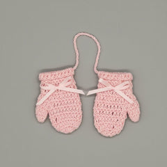 Mini Crochet Baby Pink Mittens Favor - Baby Girl Shower Keepsake - Set of 5 Pairs - Hand-Stitched Mitten Party Favor