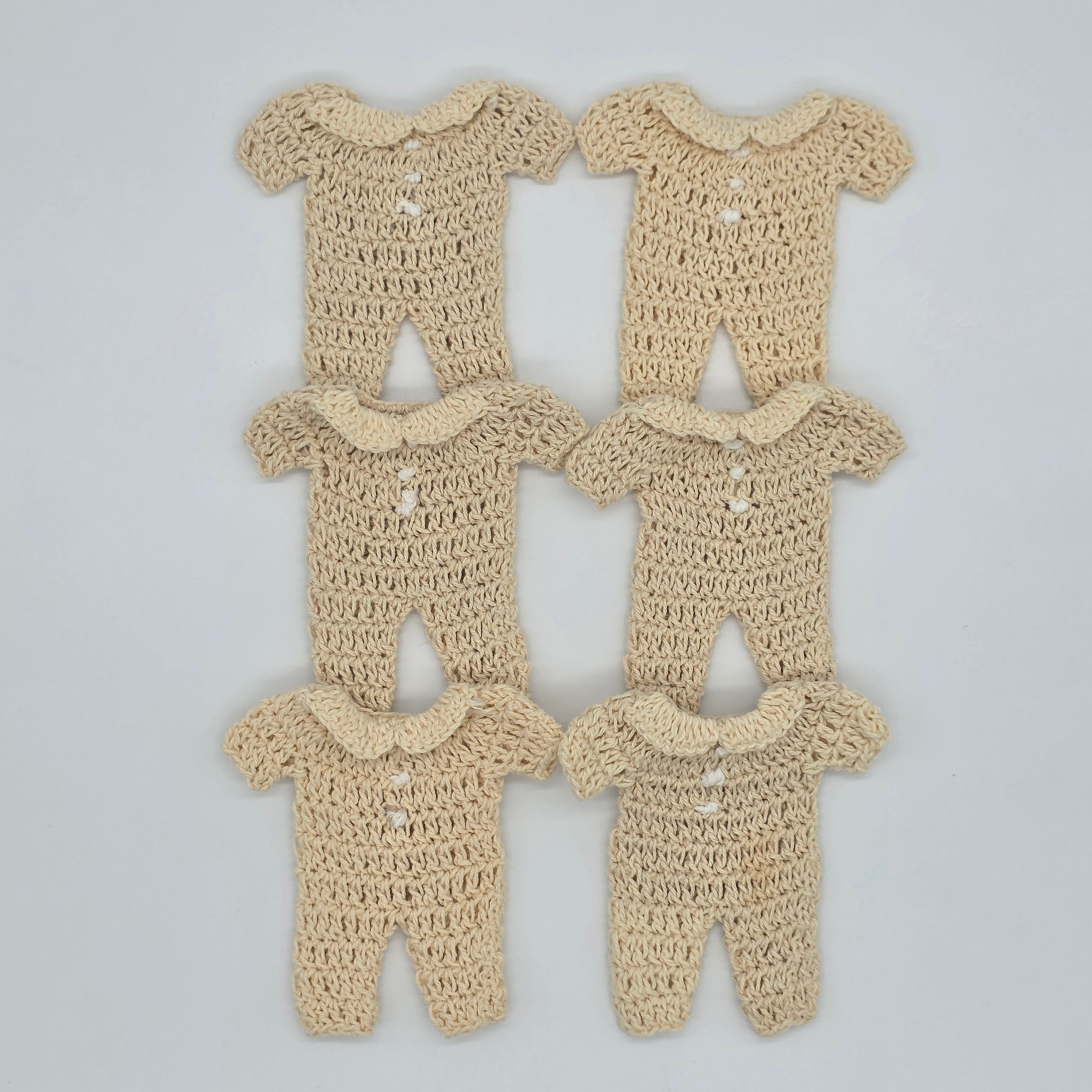 Tiny Crochet Party Gifts - Cream Baby Shower Onesie Favors - Boho Gender Neutral Handmade Favors with Hangers & Rack Options
