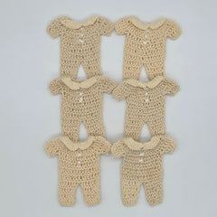 Tiny Crochet Party Gifts - Cream Baby Shower Onesie Favors - Boho Gender Neutral Handmade Favors with Hangers & Rack Options