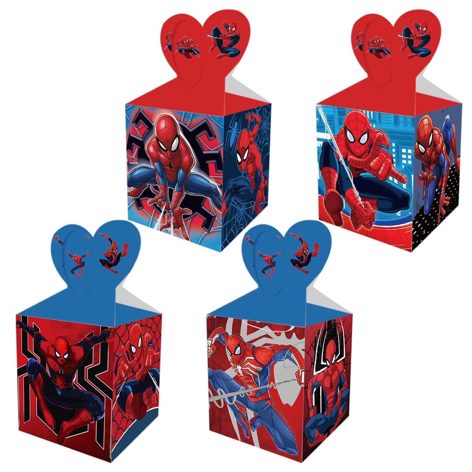 Set of 12 Spider-Man Inspired Favor Boxes, Superhero Party, Spiderman Birthday, Treat Box, Goodie Box, Comic Book Party, Kids Party Favors