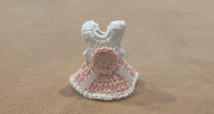 Set of 6 - Pink Baby Dress with White Top, Pink Flower, Baby shower favors, Baby Pink, Baby welcome favors, Crochet mini dress, quinceanera