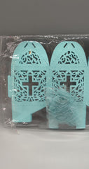 Baby Blue Favor Box, Holy Cross, Religious, Baptism, Christening, Easter, Communion, Confirmation - Set of 12 Favor Boxes