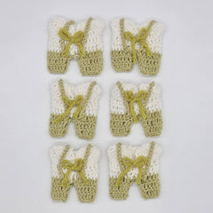 Mini Sage Green Crochet Party Gifts - Mini Overall & Romper Party Favors - Handmade Boho Baby Shower Decor | Set of 6