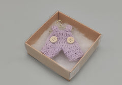 Set of 6 Mini Crochet Lilac Baby Overalls - Baby Shower Favors, Gender Reveal Decor, Birthday Party Gift, Miniature Doll Clothes