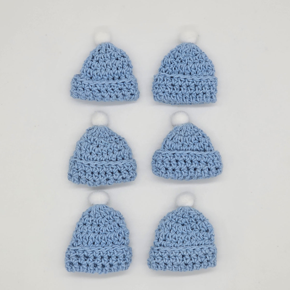 Handmade Mini Crochet Blue Beanie Party Gift - 6 pcs - Tiny Knit Hat Party Favor for Crafts & Decor
