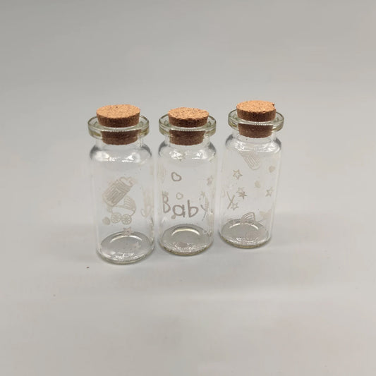 Mini glass baby theme jars with cork stopper - Set of 12