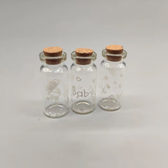 Mini glass baby theme jars with cork stopper - Set of 12