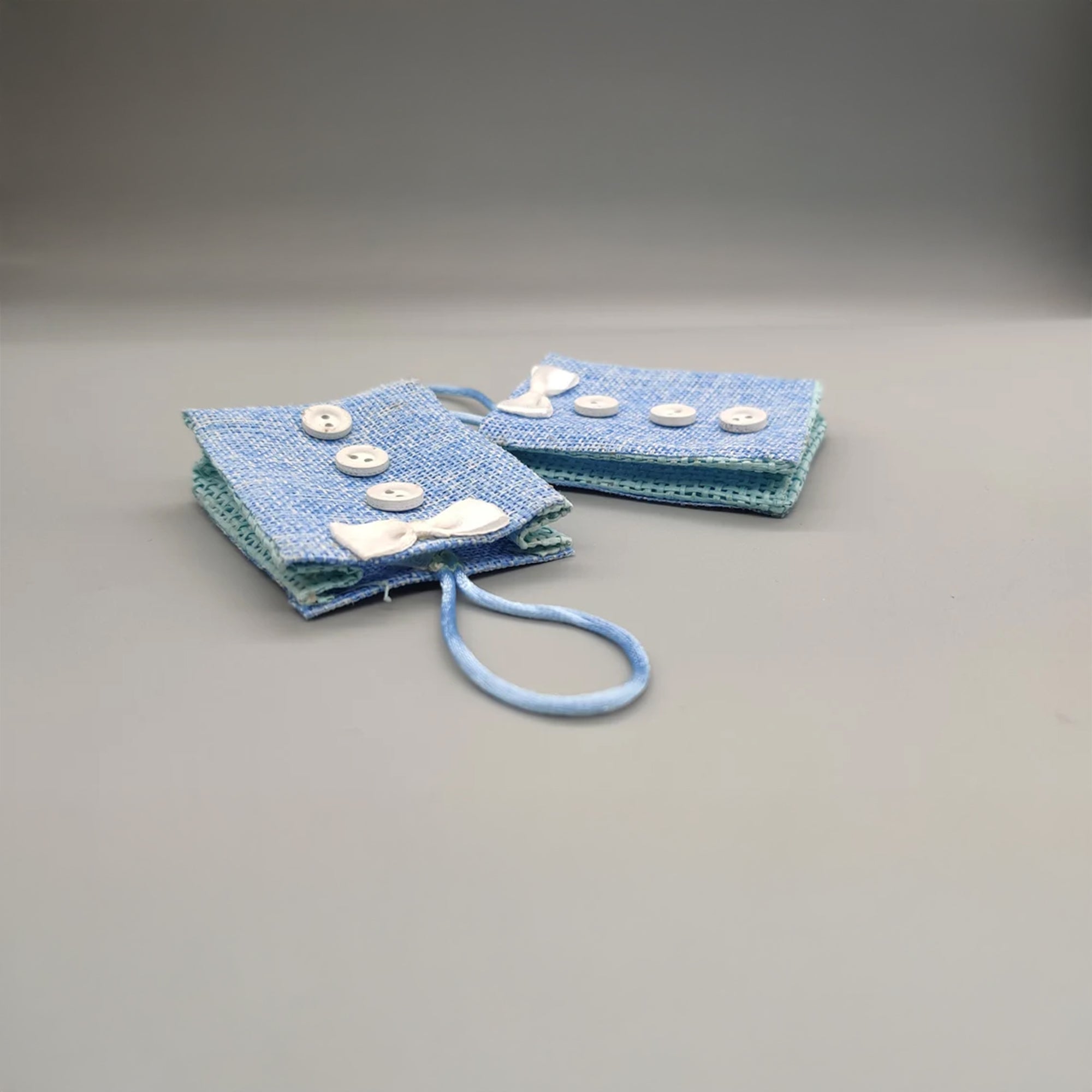 Set of 10 Blue Burlap Favor Bags – Baby Shower & Baby Boy Favors