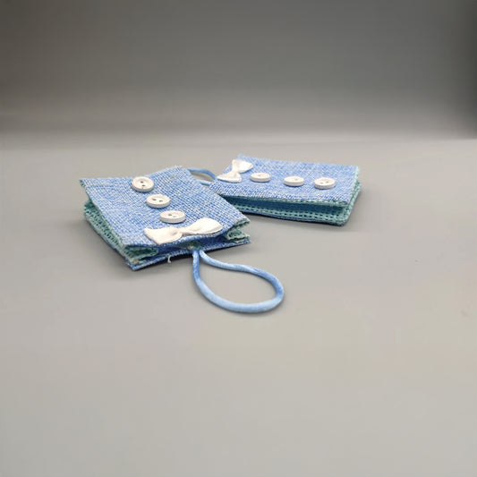 Set of 10 Blue Burlap Favor Bags – Baby Shower & Baby Boy Favors