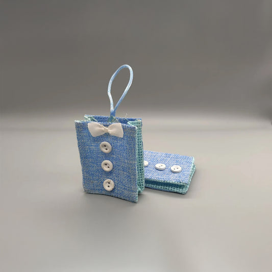 Set of 10 Blue Burlap Favor Bags – Baby Shower & Baby Boy Favors