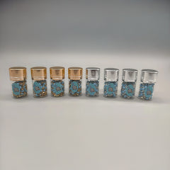 Baptism Favor - Baby Blue Beaded Rosary Necklace Crucifix Elegant Glass bottle Set of 12 - Choice of Gold or Silver - Recuerdos de Bautizo