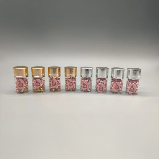 Baptism Favor - Baby Pink Beaded Rosary Necklace Crucifix Elegant Glass bottle Set of 12 - Choice of Gold or Silver - Recuerdos de Bautizo