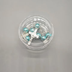Baptism Favor - Baby Blue Beaded Mini Rosary Crucifix Elegant in Acrylic Case Set of 12 - Silver with Blue - Recuerdos de Bautizo