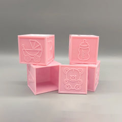 Baby Pink Square Favor Boxes - Set of 12 - Baby Shower - Baby Welcome - Party Favors - Baby Favors
