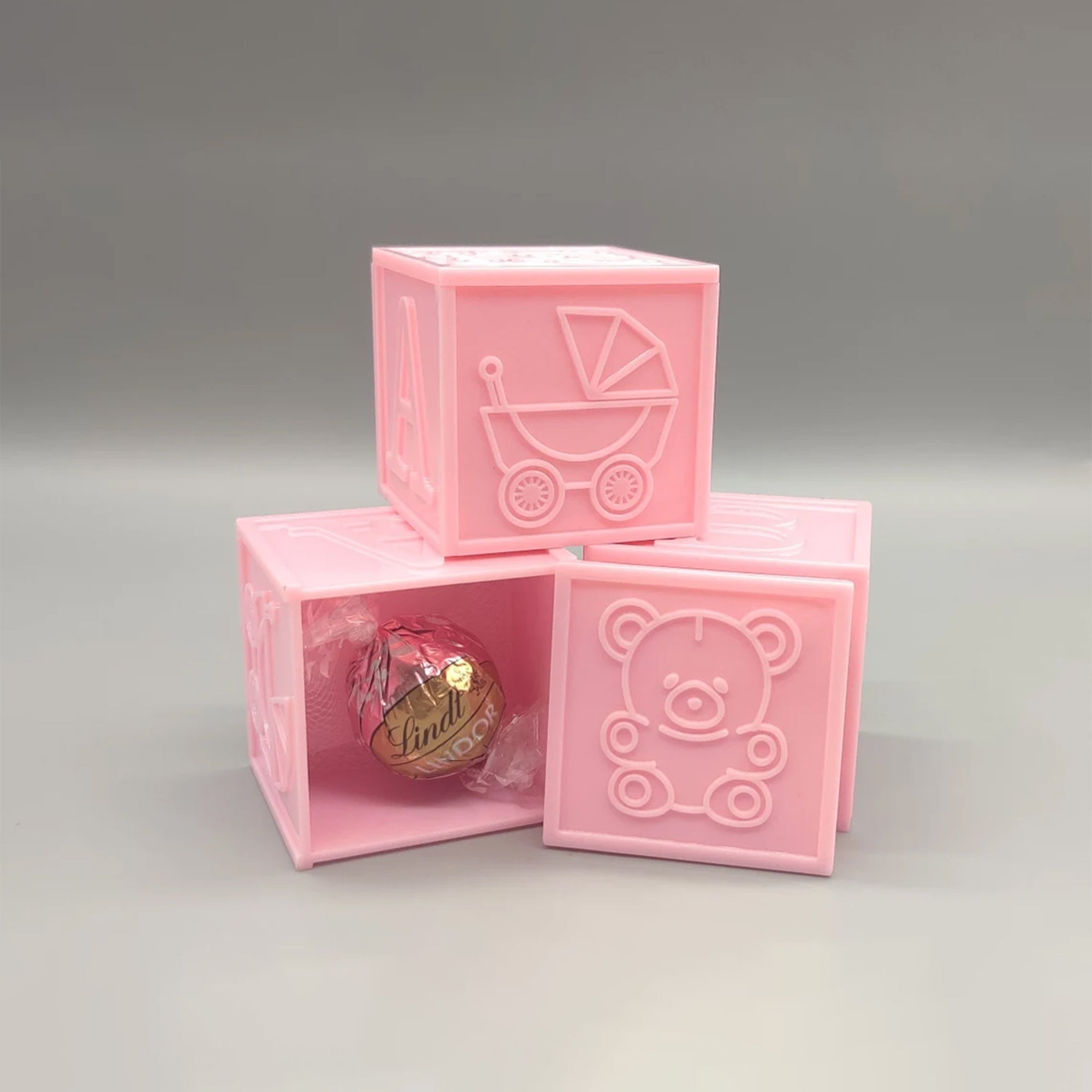 Baby Pink Square Favor Boxes - Set of 12 - Baby Shower - Baby Welcome - Party Favors - Baby Favors